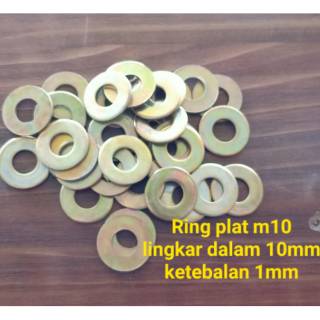 RING PLAT M10 50PCS KUNING RING BAUT LOBANG LUBANG 10MM