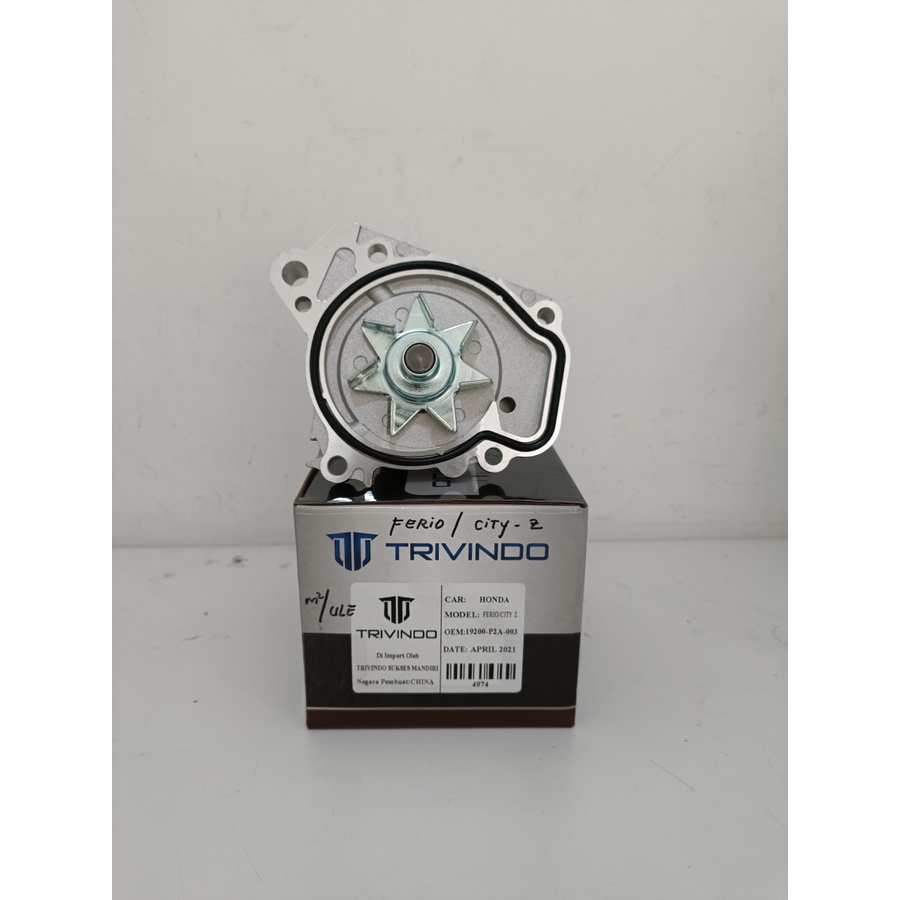 Water pump pompa air Honda Ferio / City Z 19200-P2A-003 merk Trivindo