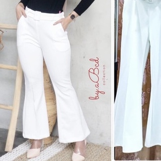 Celana Cutbray Palazzo Wanita / Bawahan Highwaist / Casual Cutbray / Office Pants-Cutbray PUTIH