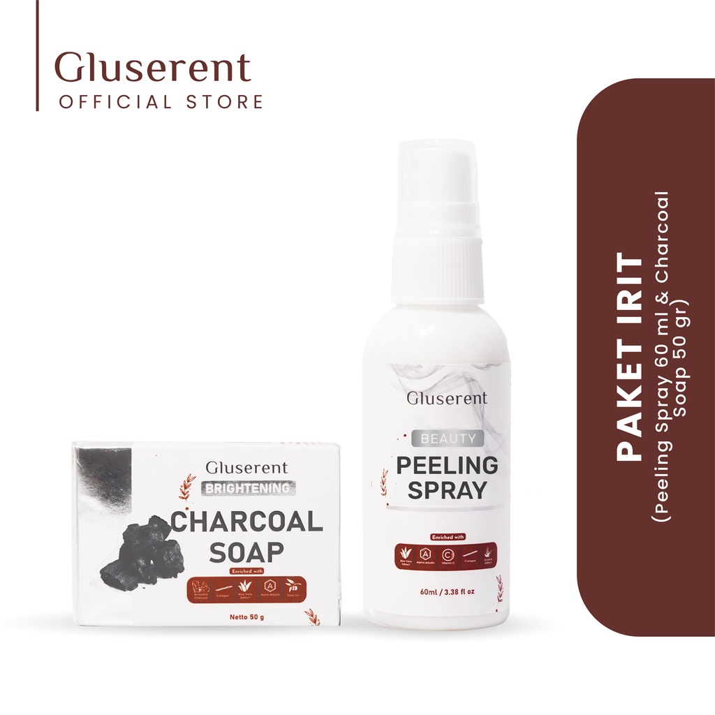 Peeling Spray Badan dan Sabun Pemutih Badan Gluserent Pencerah Kulit 100% BPOM Paket Irit