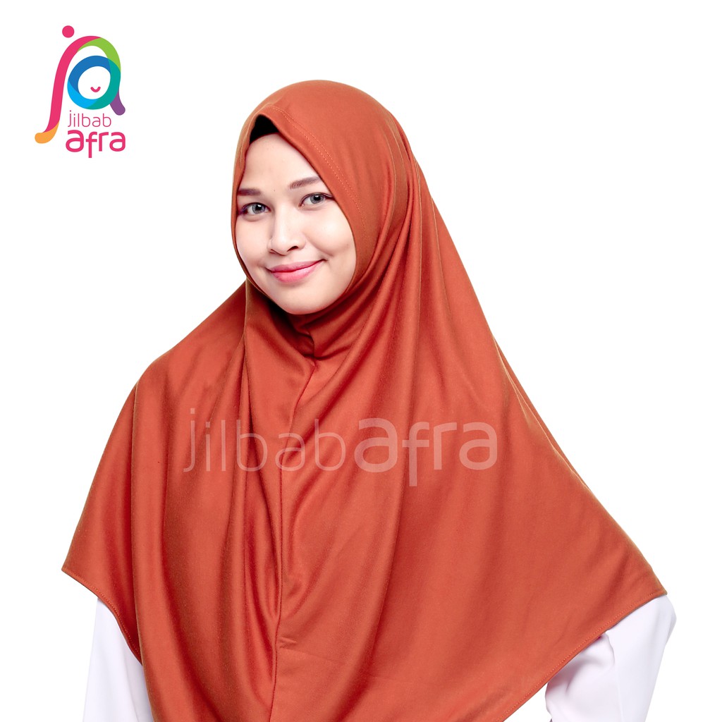 Jilbab Afra Syifa Merah Bata Non Pet Hijab Daily Instan