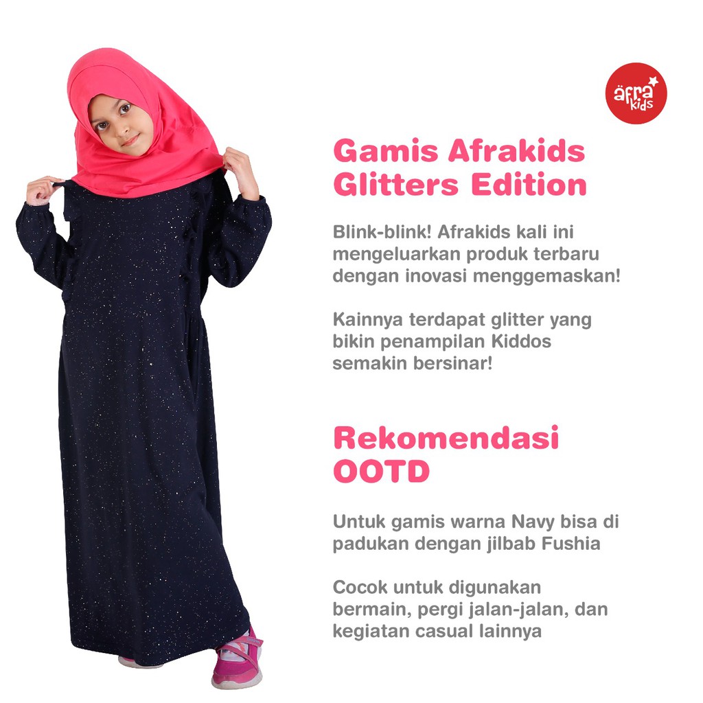 Gamis Anak AFRAKIDS GA007 - Navy Gliter