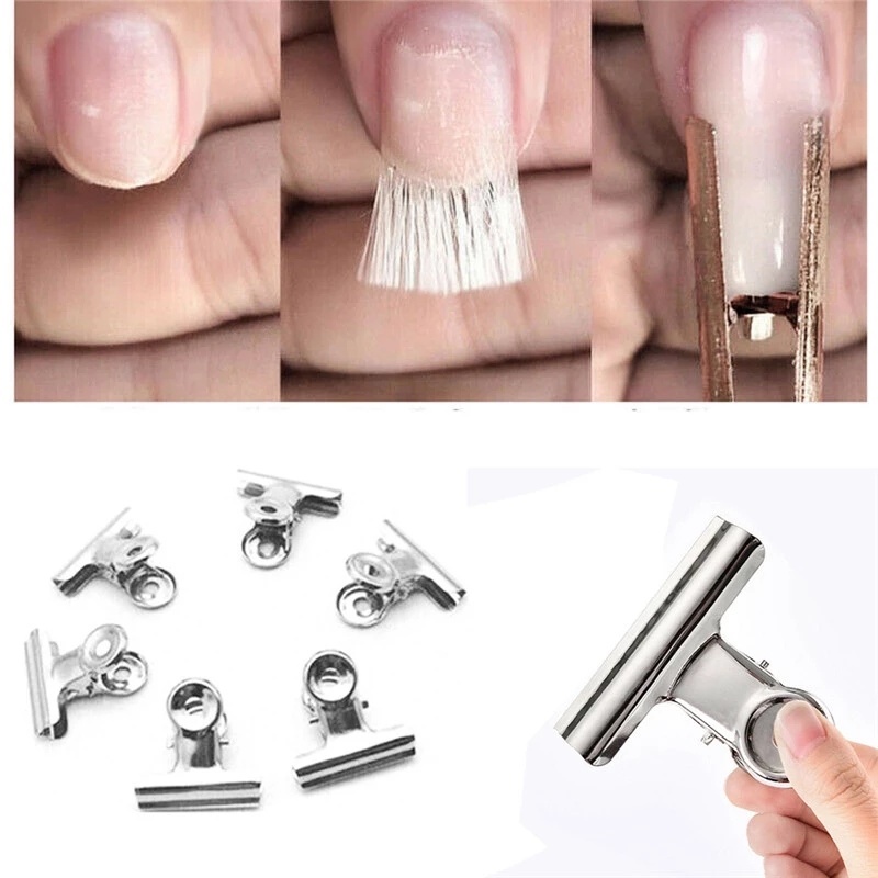 6pcs / Set Klip Penjepit Kuku Palsu Bentuk C Bahan Stainless Steel Untuk Nail Art Diy