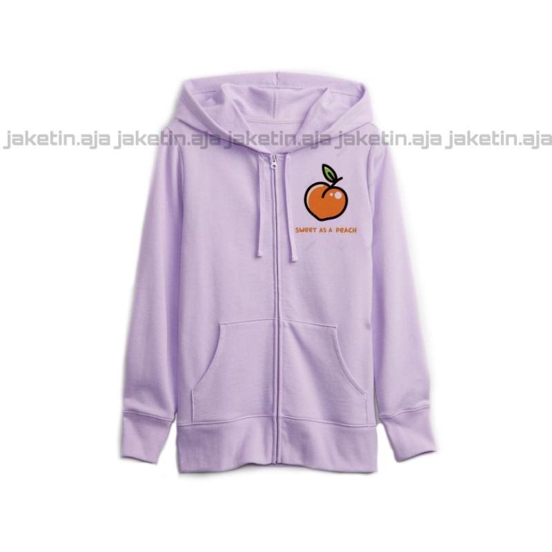 (S - 6XL) Zip Hoodie PEACH PEACHY Sweet As A Peach Bigsize Jaket Resleting Korean Style OVERSIZE Kawaii Cute Jumbo Unisex S M L XL 2XL 3XL 4XL 5XL 6XL