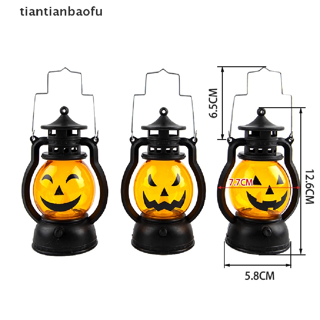 [tiantianbaofu] Pumpkin Skull LED Pony Oil Lantern Halloween Decor Prop Creative Bar Party Light Boutique