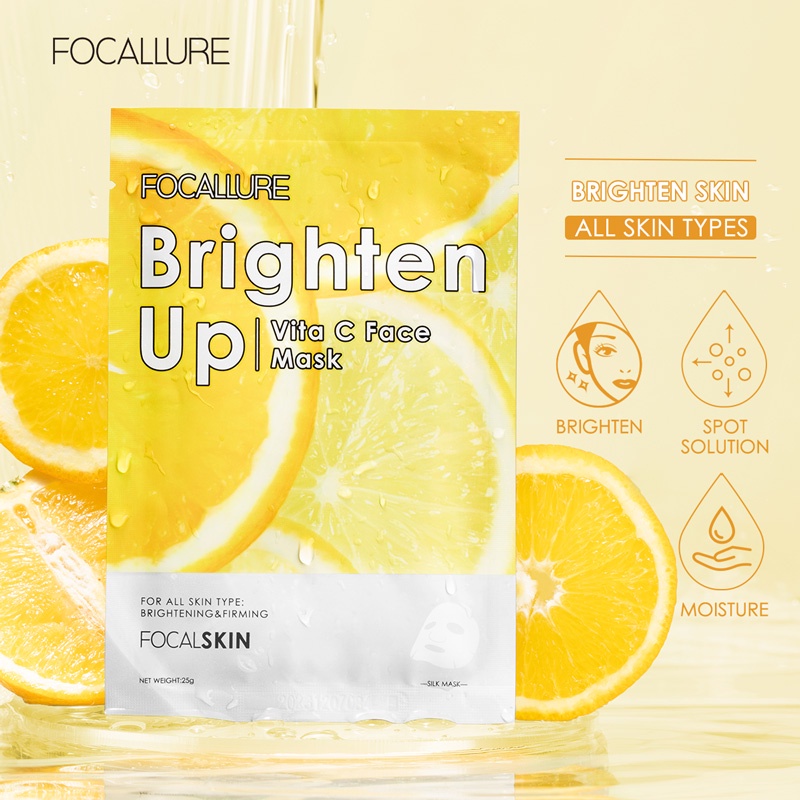 Focallure Face Mask Vitamin C brighten up/ Acne-Care Mask-Energy Facial Sheet Mask Skin Care