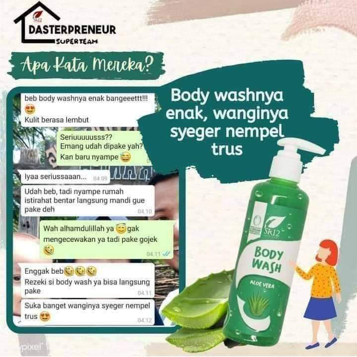 Body Wash SR12 Sabun Mandi Herbal BPOM Badan Wangi Bersih dan Segar Aroma Relaksasi Aloe Vera 250 ml