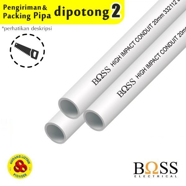 BOSS PIPA CONDUIT 20MM PUTIH / PIPA LISTRIK 20 MM / PIPA KABEL