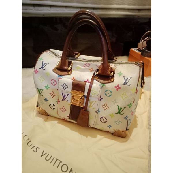 LV SPEEDY MULTICOLOUR WHITE.Preloved