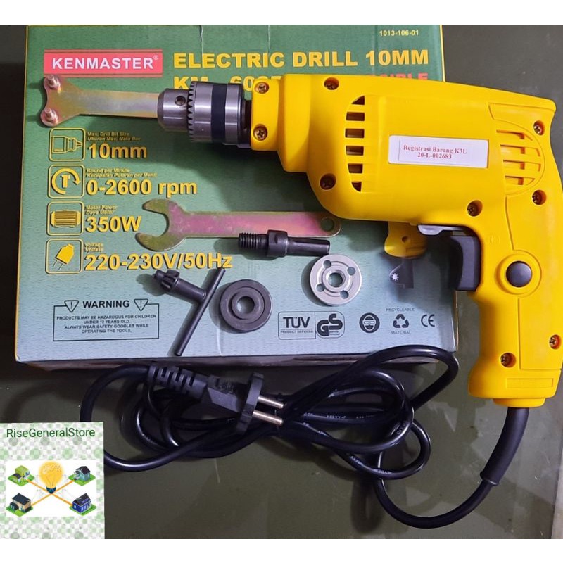 Mesin Bor Listrik Gerinda 10/ 16 set u/beton/besi/kayu+potong/amplas keramik/kaca Kenmaster KM-603R