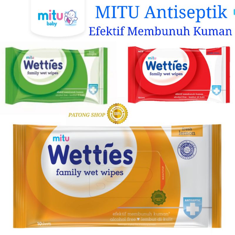 Mitu Wetties Antiseptic 10's tisu basah untuk tangan dan benda disekitar