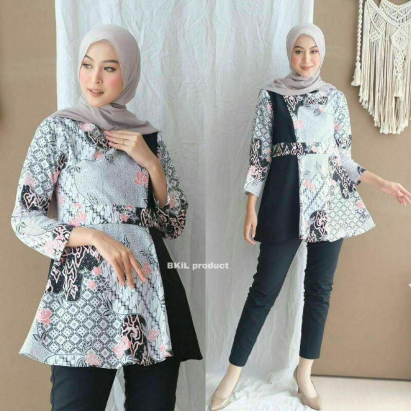 tey-17 Batik wanita ASJ SA HRB026 Kenongo Kemeja Tosca Pendek-6