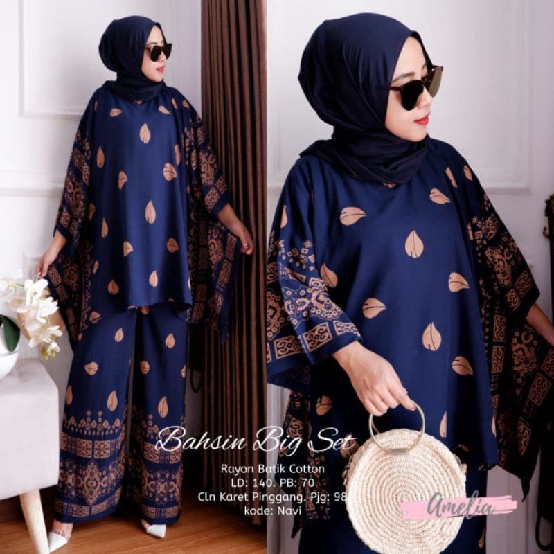 Wayang Set Tunik - One Set Wanita Kekinian Rayon Premium Setelan Wanita Celana Kulot OOTD LD 110 cm