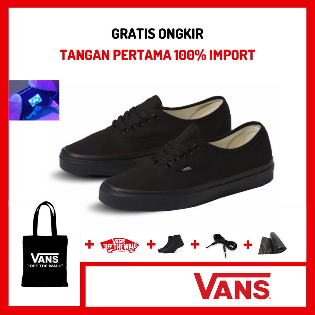 Sepatu Authentic Full Black / Sneakers Authentic Full Hitam