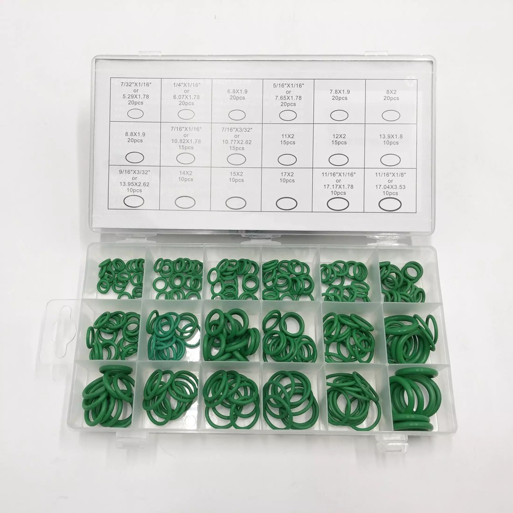 Isi 270PCS GREEN O-Ring Seal / Karet Rubber Oring Seal Tightening Assortment + box 18 ukuran 270 pcs