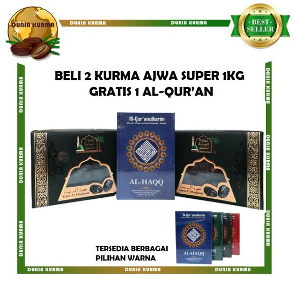 

KURMA AJWA MADINAH SUPER 1KG 2PCS GRATIS 1 AL-QUR'AN