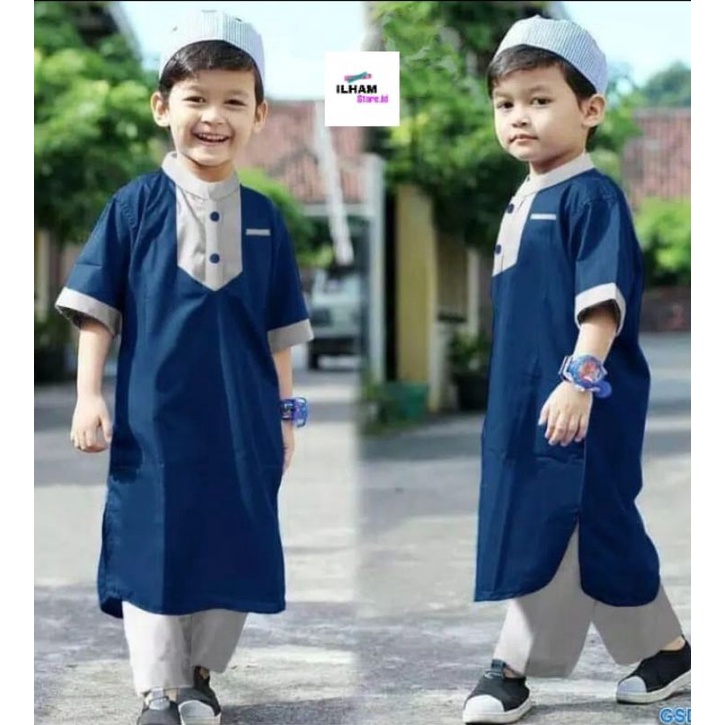 setelan koko kurta anak laki-laki (celana & koko kurta). koko jubah anak 0-10 tahun