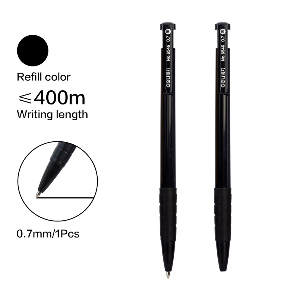 PULPEN CETREK CETEK 0.7 MM DELI 6546 HITAM BIRU MERAH MURAH PEN BOLPEN