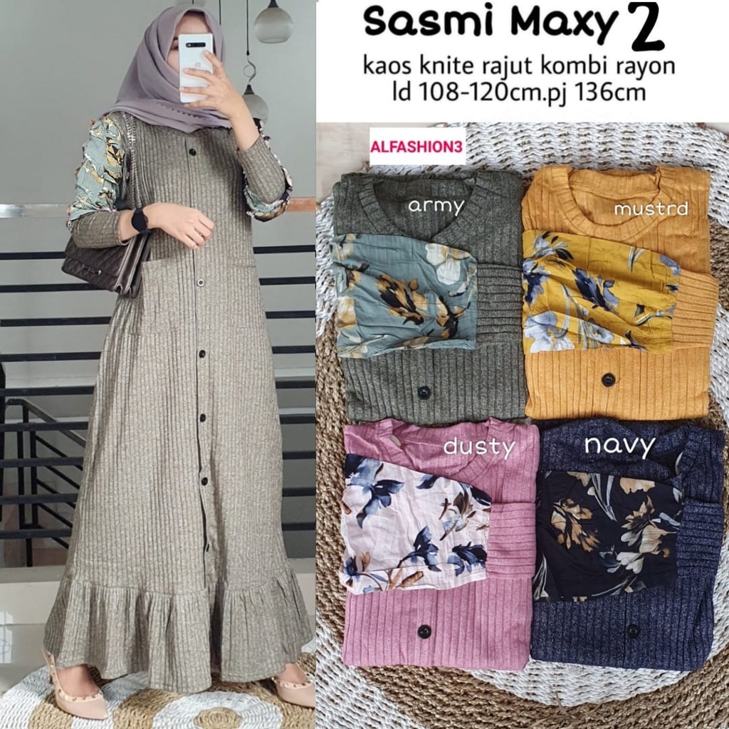 SASMI MAXY#2 KAOS KNIT RAJUT KOMBI RAYON BY ALFASHION