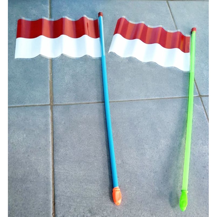 Bendera Plastik Dengan Balon Bendera Tangkai Mainan Bendera Balon Isi 5pcs