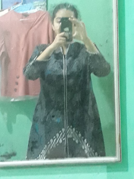 Batik Tunik Shibori Jumputan Terbaru Size S-3l / Hrb026 Yelbor Navbor / Biru Putih