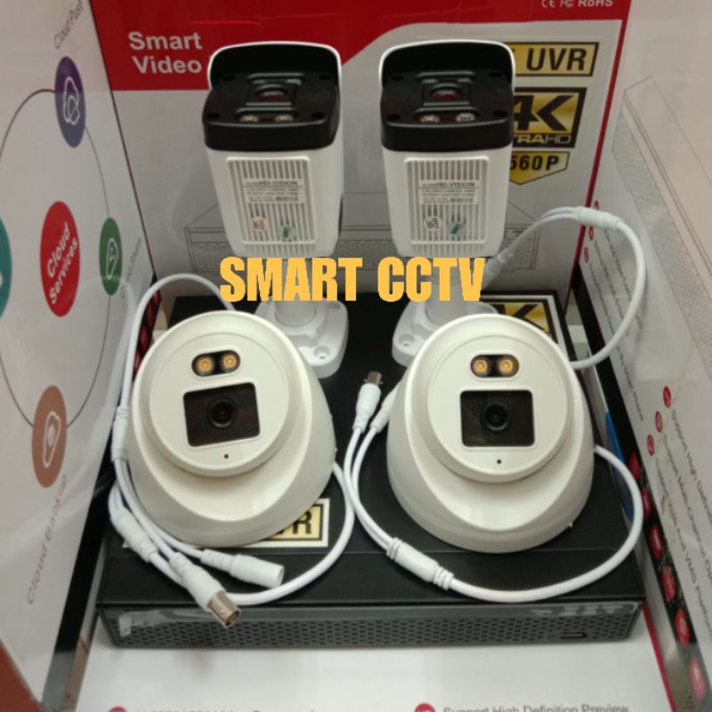 PAKET CCTV COLORVU 6MP FULLHD 4 CHANNEL 4 KAMERA LENGKAP