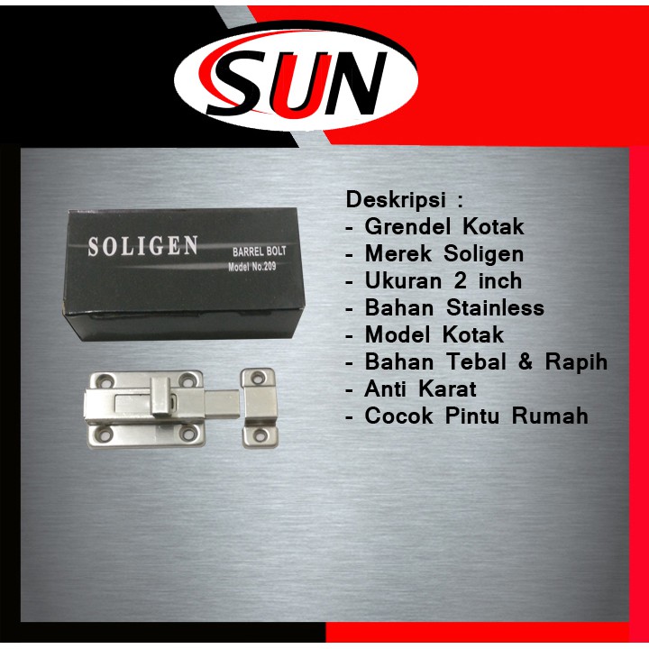 Grendel Slot Pintu Kamar Mandi 2 Inch 5 Cm Stainless Tebal Soligen