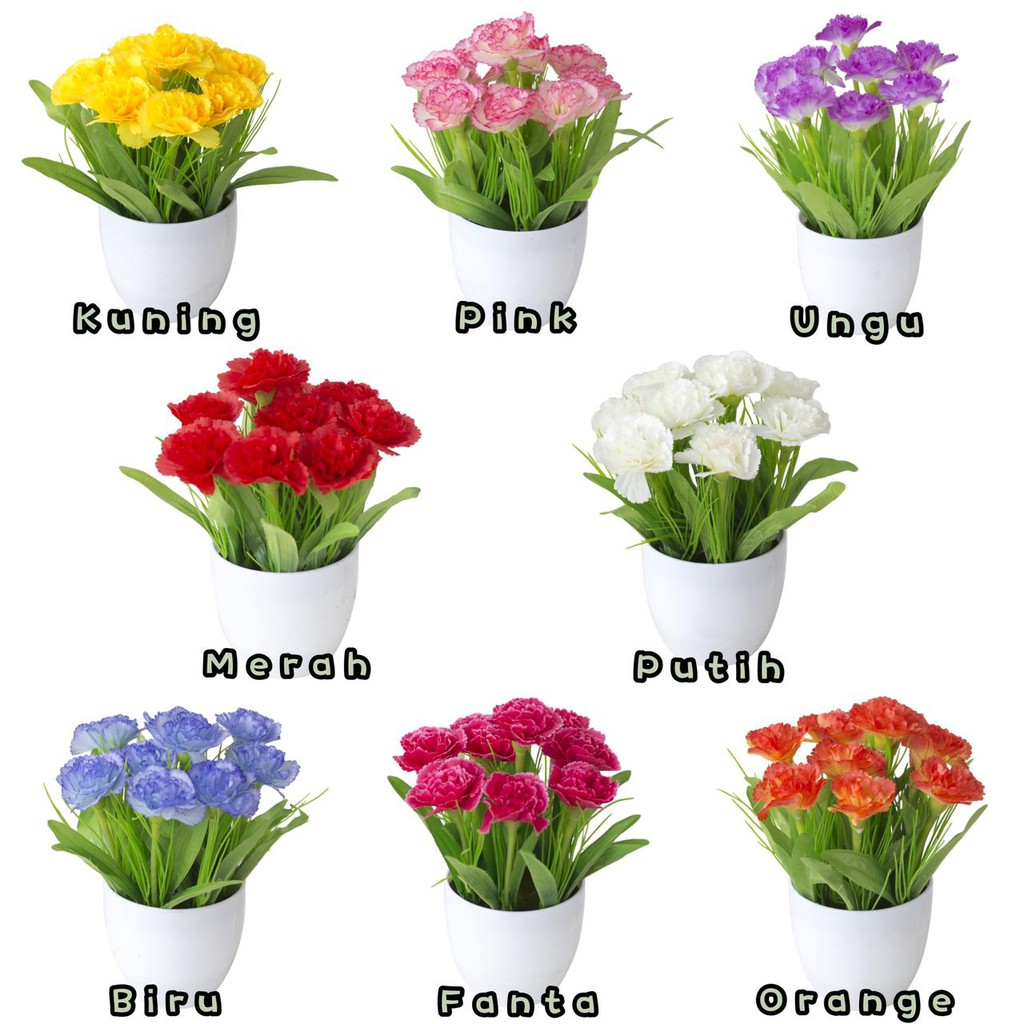 NM815 Bunga Plastik / Pajangan Bunga Artificial / Vas Bulat-1