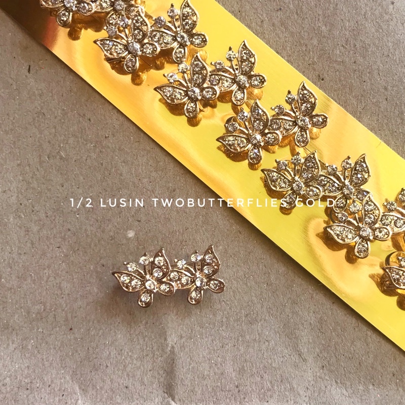 12 pcs bros dagu / 1 lusin bros dagu / bros dagu lusinan / bros dagu harga grosir / grosiran / Bahan Bros Juntai / Bahan Bros / Bros Kecil / Bros Mini / Bros Jilbab / Bros Dada / Bros Hijab-GOLD-TWOBUT-6PCS