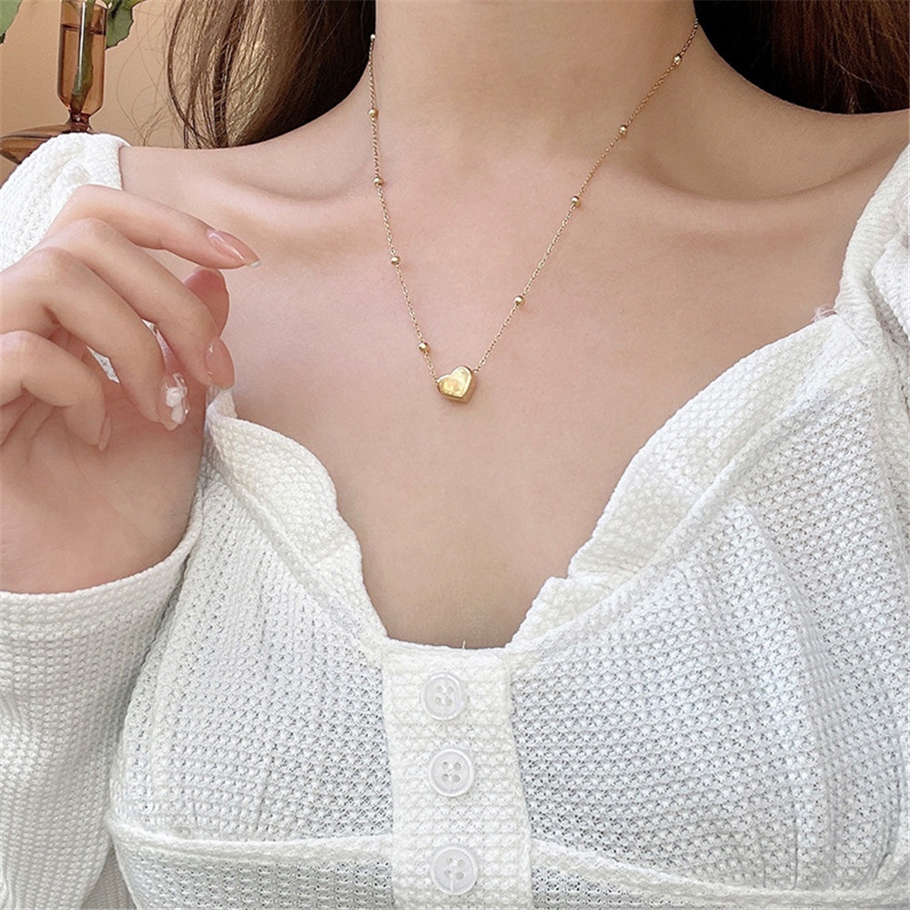 【COD Tangding】Love Pendant Necklace Female Clavicle Chain Temperament Simple Fashion Necklace Choker Jewelry