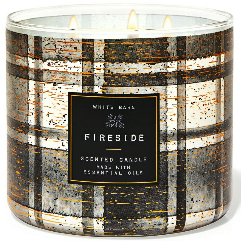 BATH AND BODY WORKS BBW FIRESIDE 3 WICK SCENTED CANDLE MADE WITH ESSENTIAL OILS 411 G