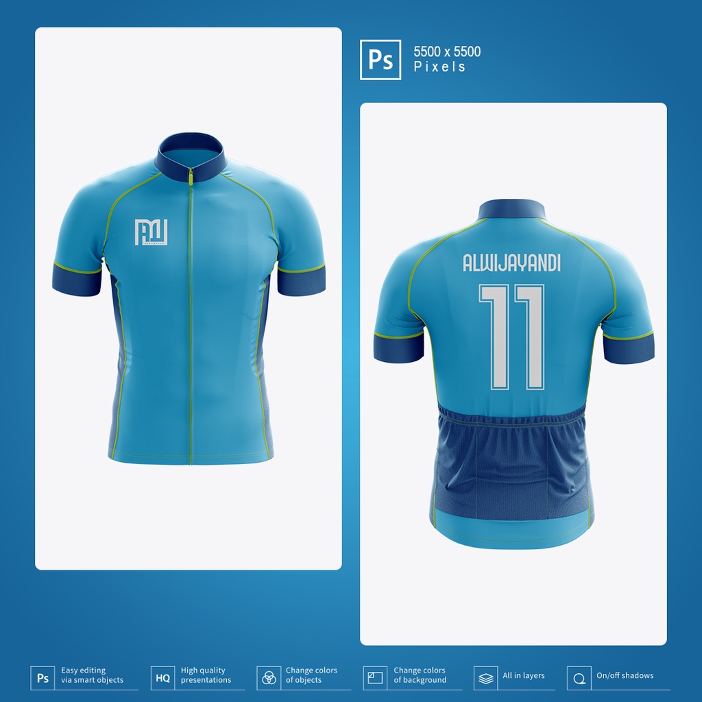 MOCKUP JERSEY SEPEDA LENGAN PENDEK - RESOLUSI 5500x5500 Pixels