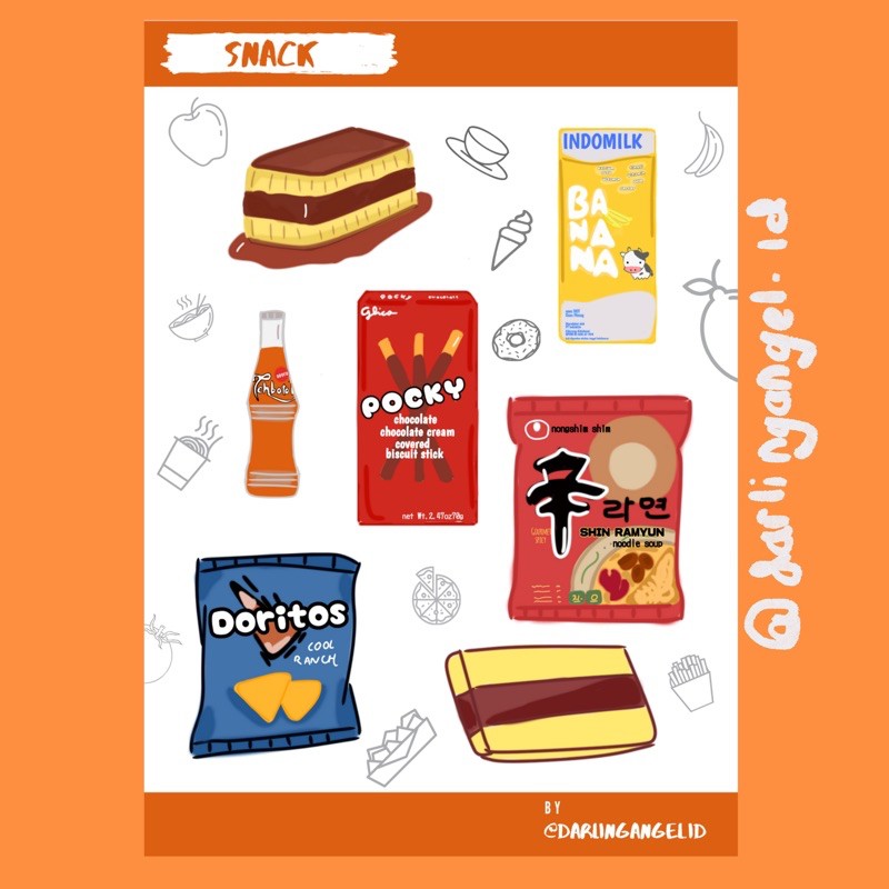 (COD) Stiker Snack V1 sticker ser