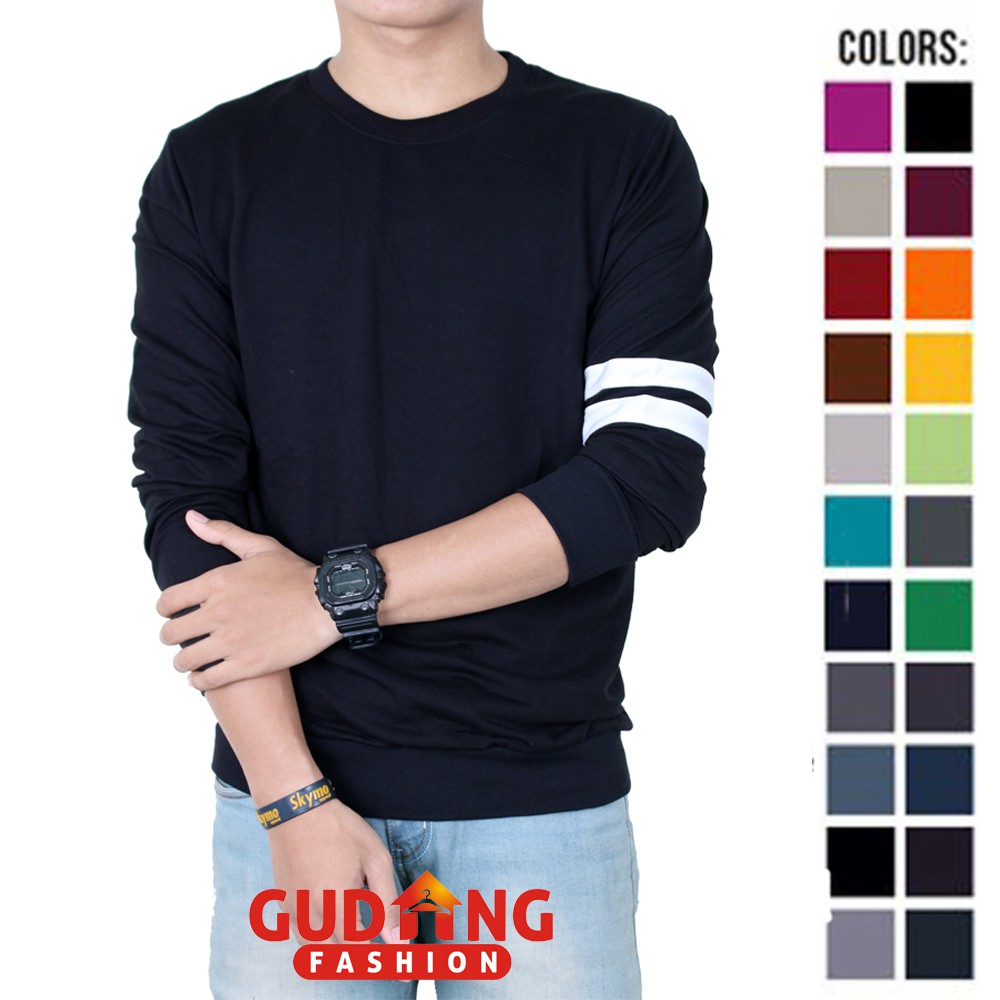 Kaos Cowok Lengan Panjang Stripe - Banyak Pilihan Warna PAN (COMB)