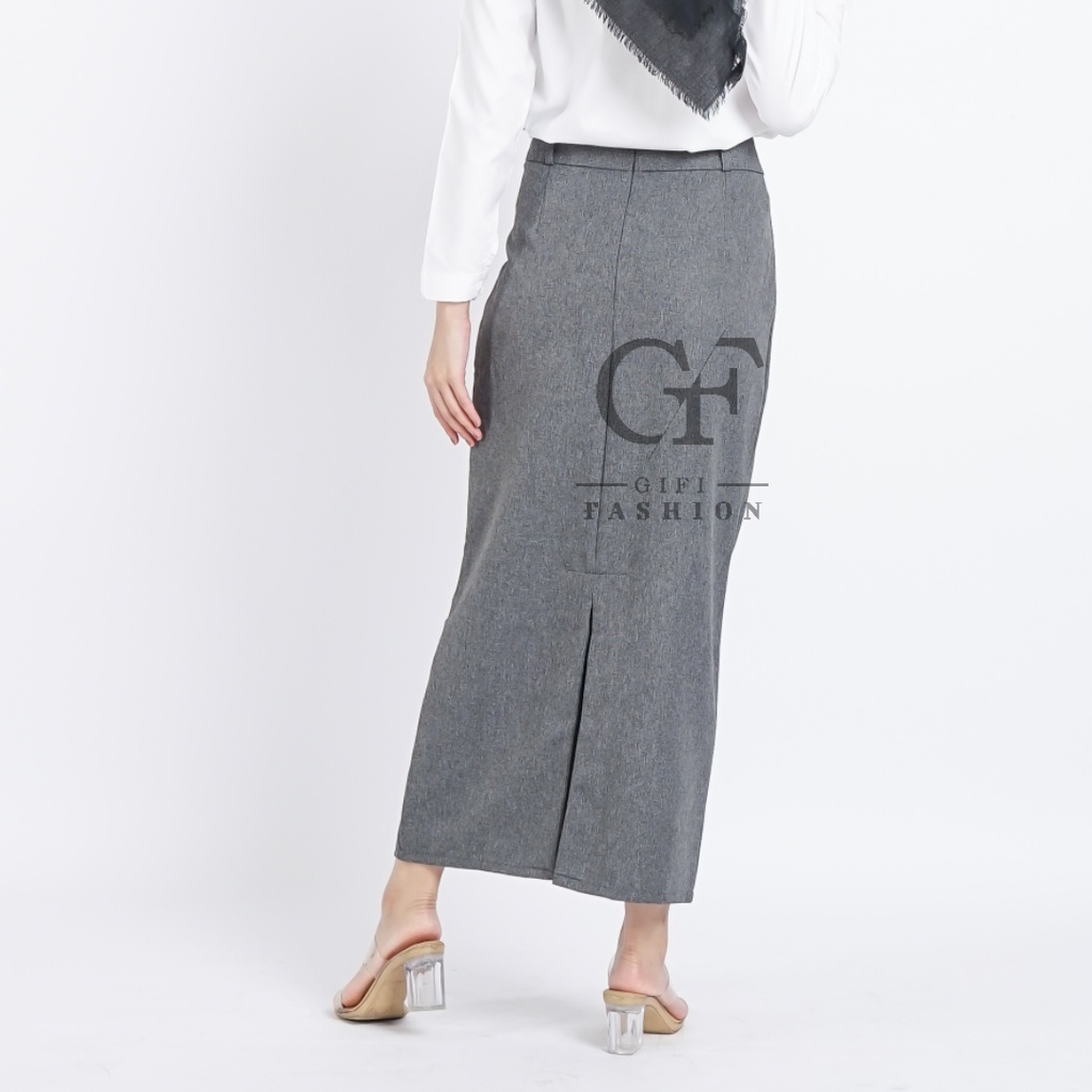 ROK KERJA WANITA / /ROK FORMAL/ ROK REMPEL KERJA / ROK SPAN KERJA / ROK PANJANG POLOS / ROK KANTOR-abu
