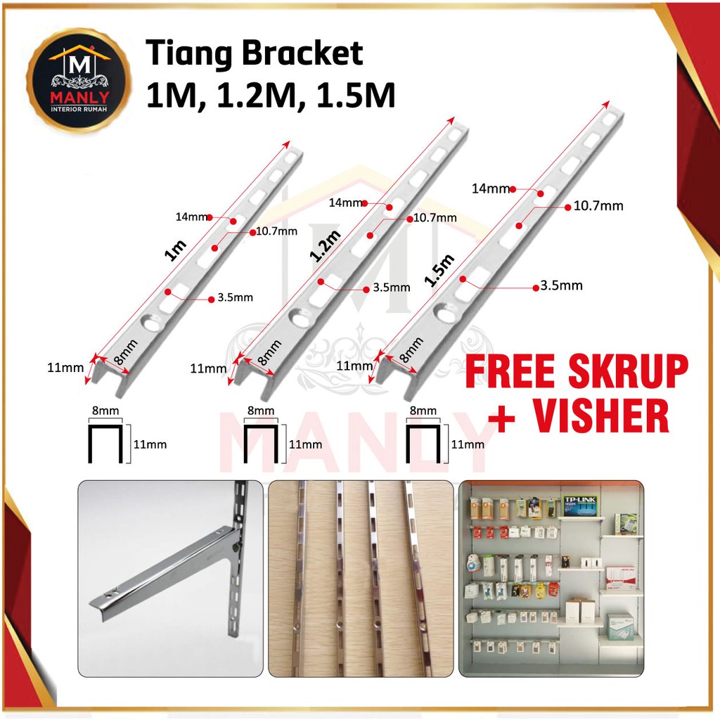 Jual Tiang Braket Tiang Bracket Rel Braket 1 M / 1.2 M / 1.5 M ...