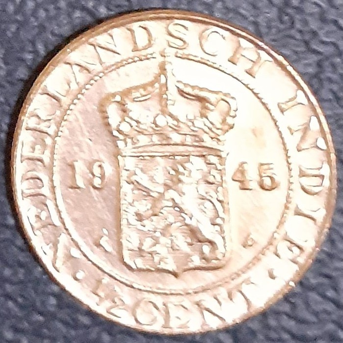 Uang kuno koin 1/2 Cent Nederlandsch Indie tahun 1945