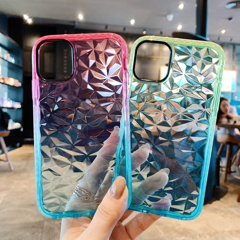 Soft Case Silikon Motif Kristal Berlian Warna Gradasi Untuk IPhone 11 12 13 Pro 7 8 Plus X XR XS MAX