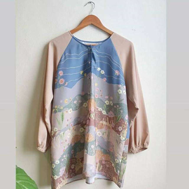 Blue Printed Abitha Top Ria Miranda Cottonink Primoria