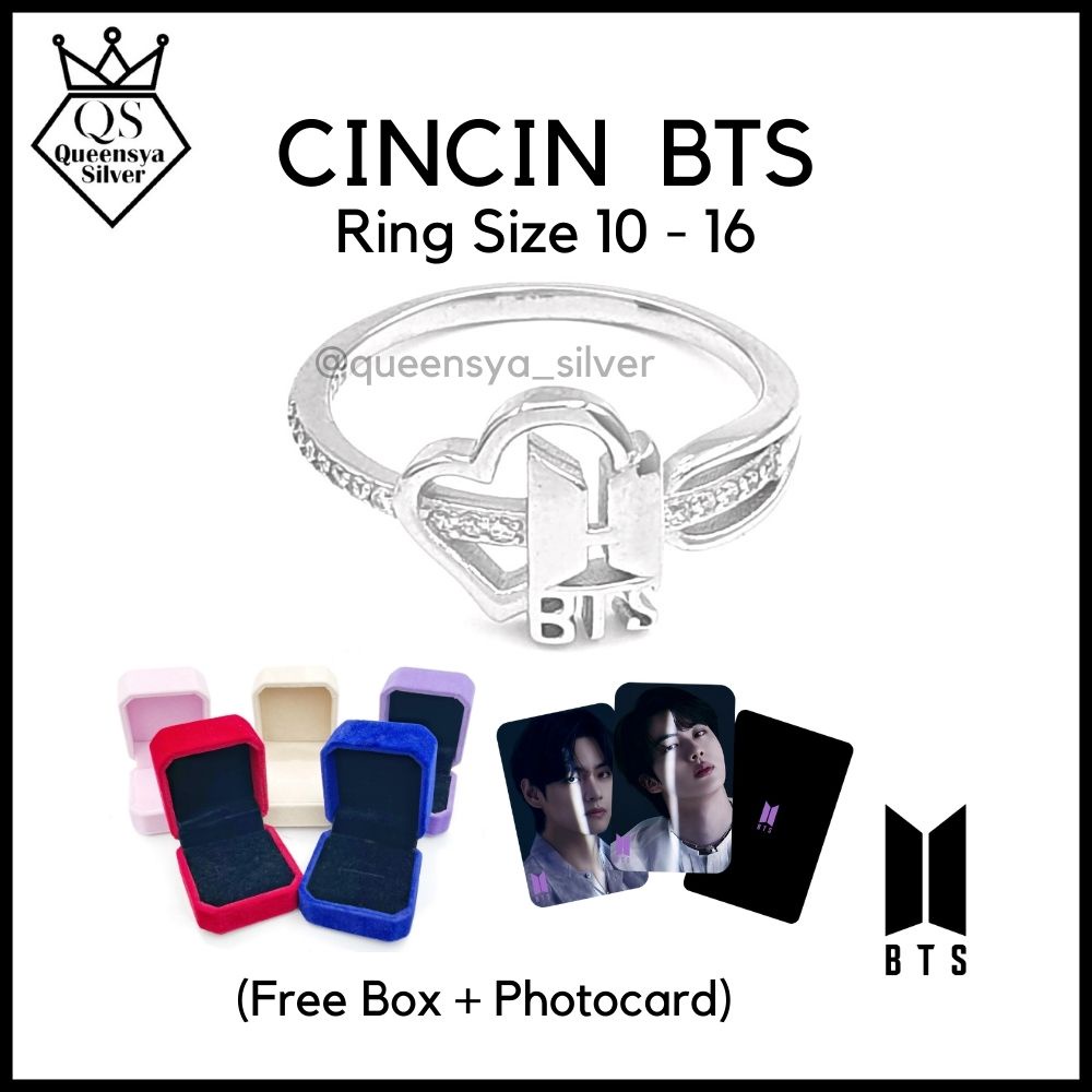 Cincin Wanita Bts Cincin Silver Cincin Bts Lapis Emas Putih Asli Perak 925 Dengan Paket Murah Box Cantik / Photo Card Jamin Puas