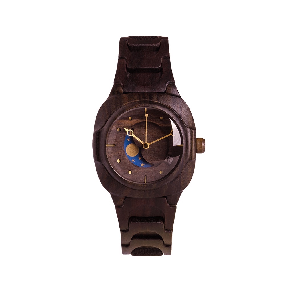 Matoa Rakai Jam Tangan Kayu Pria/Wanita/Unisex - Ebony