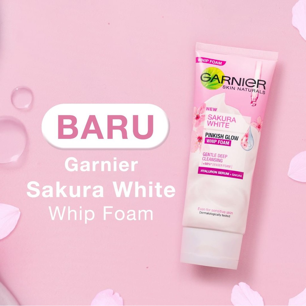 Garnier Sakura White Pinkish Glow Whip Foam Skin Care | Garnier Sakura Glow Glowing Cleanser Facial Skincare Pembersih Wajah