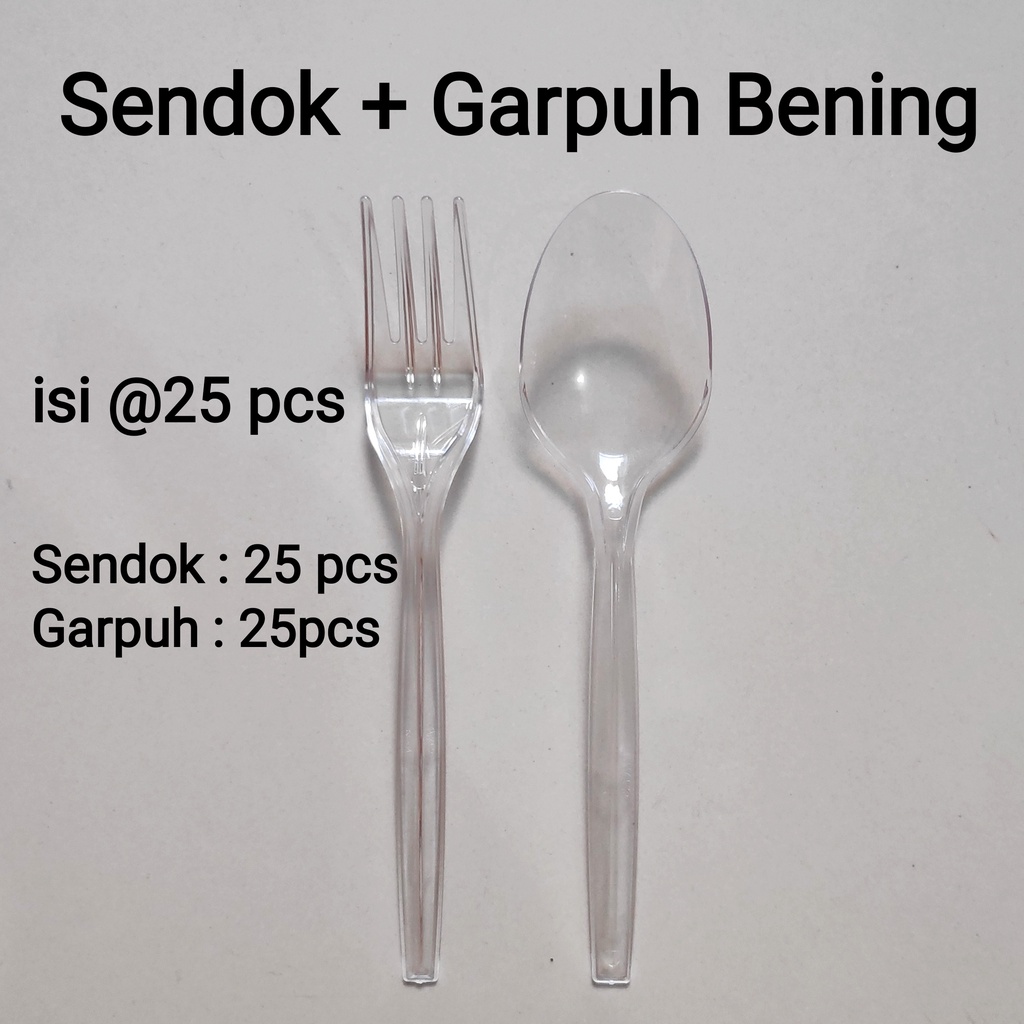 Garpuh bening Plastik, garpuh makan, sendok garpuh