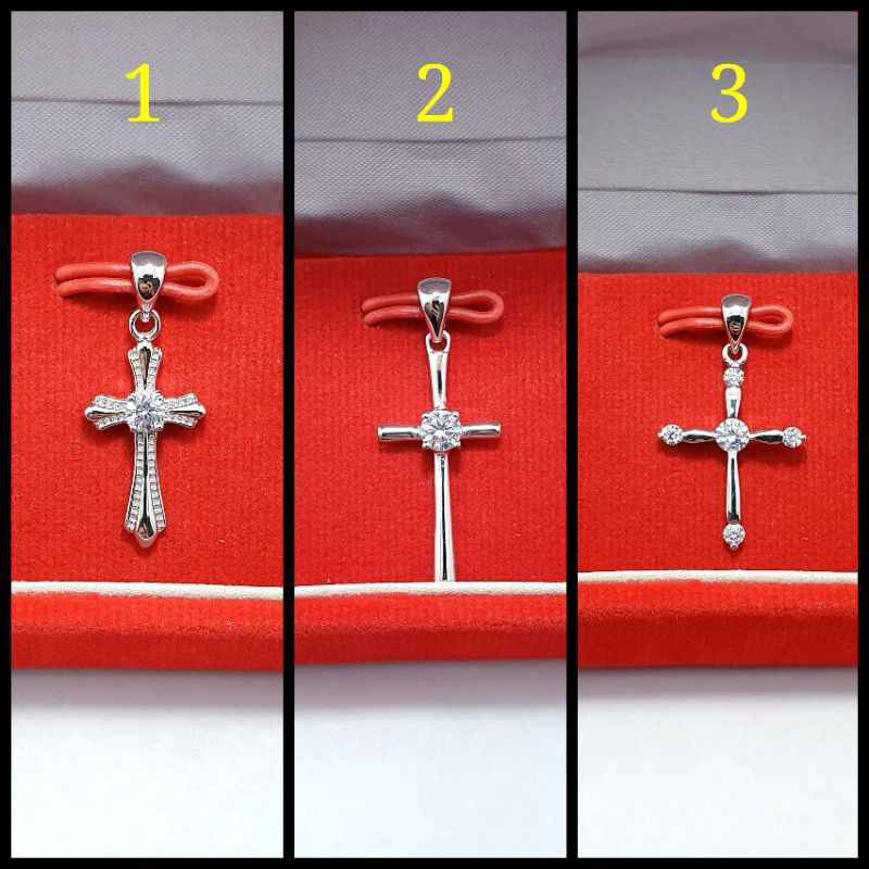 Liontin salib perak 925 bandul salib perhiasan liontin silver 925 lapis emas putih