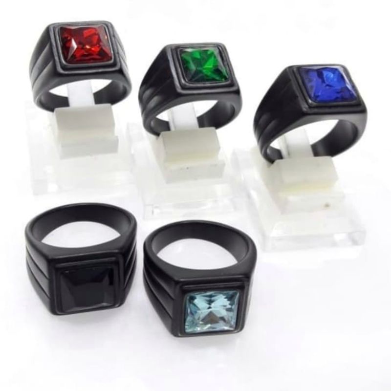 Cincin Titanium Fashion pria Kristal batu anti karat