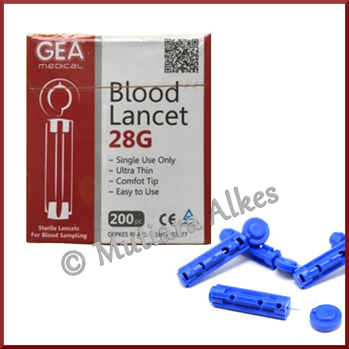 Blood Lancet 28G ( Jarum Ambil Darah ) GEA Isi 200