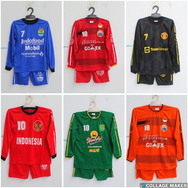 setelan baju bola anak mu hitam/baju bola kiper anak murah