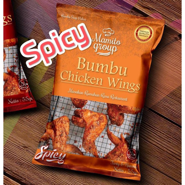 

New...!! (premium quality ] Bumbu instan Mamito group chicken wings SPICY 55gr ala restoran 1.000.000% Lezat Free LM