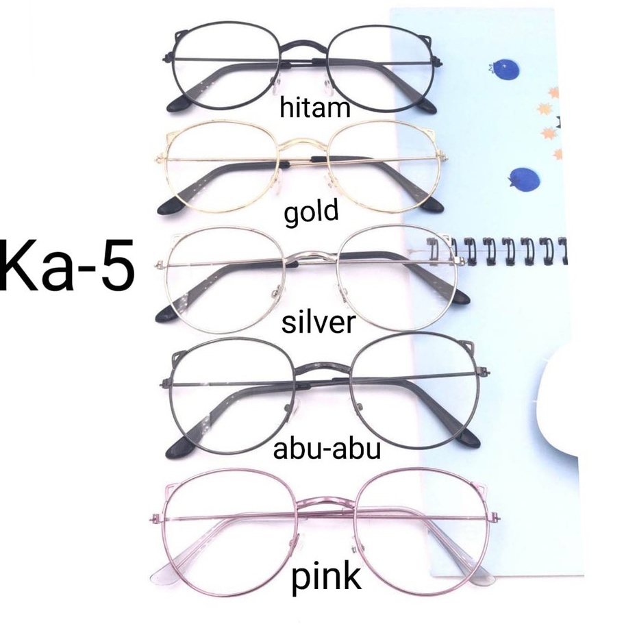 (Rowling)Impor murah Frame Kacamata Wanita dan Pria Gaya Retro Round Eyeglasses Metal Frame Kacamata Fashion-8