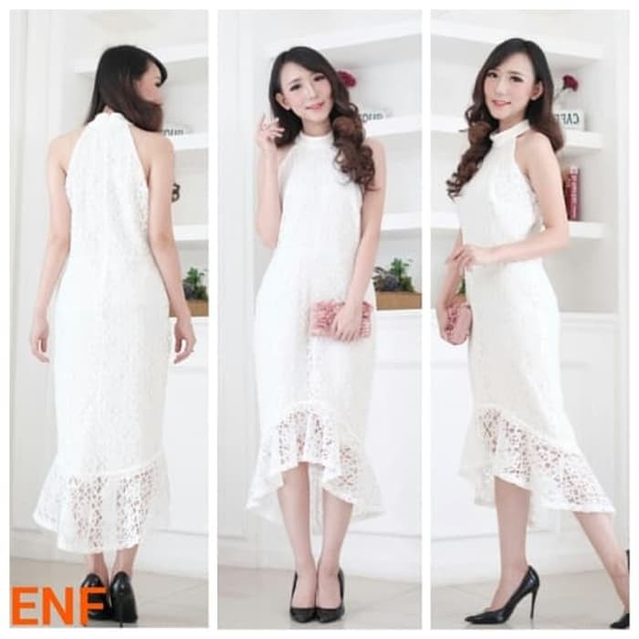 Gaun / dress wanita / cewe Branded BomFash - Long  Pesta Brokat - Baju Terusan Kekinian untuk pesta